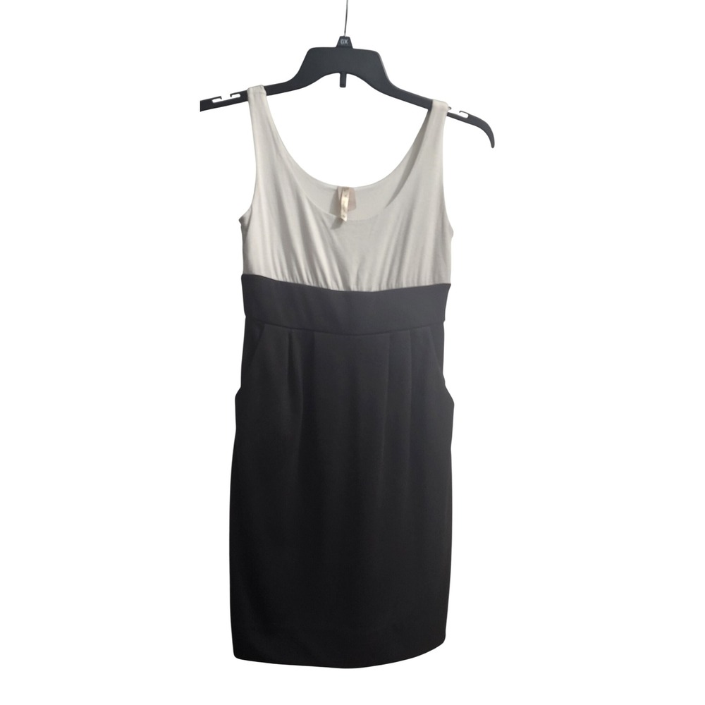 Papaya Black White Two ToneDress Sleeveless Scoop Neck Pockets Size Small